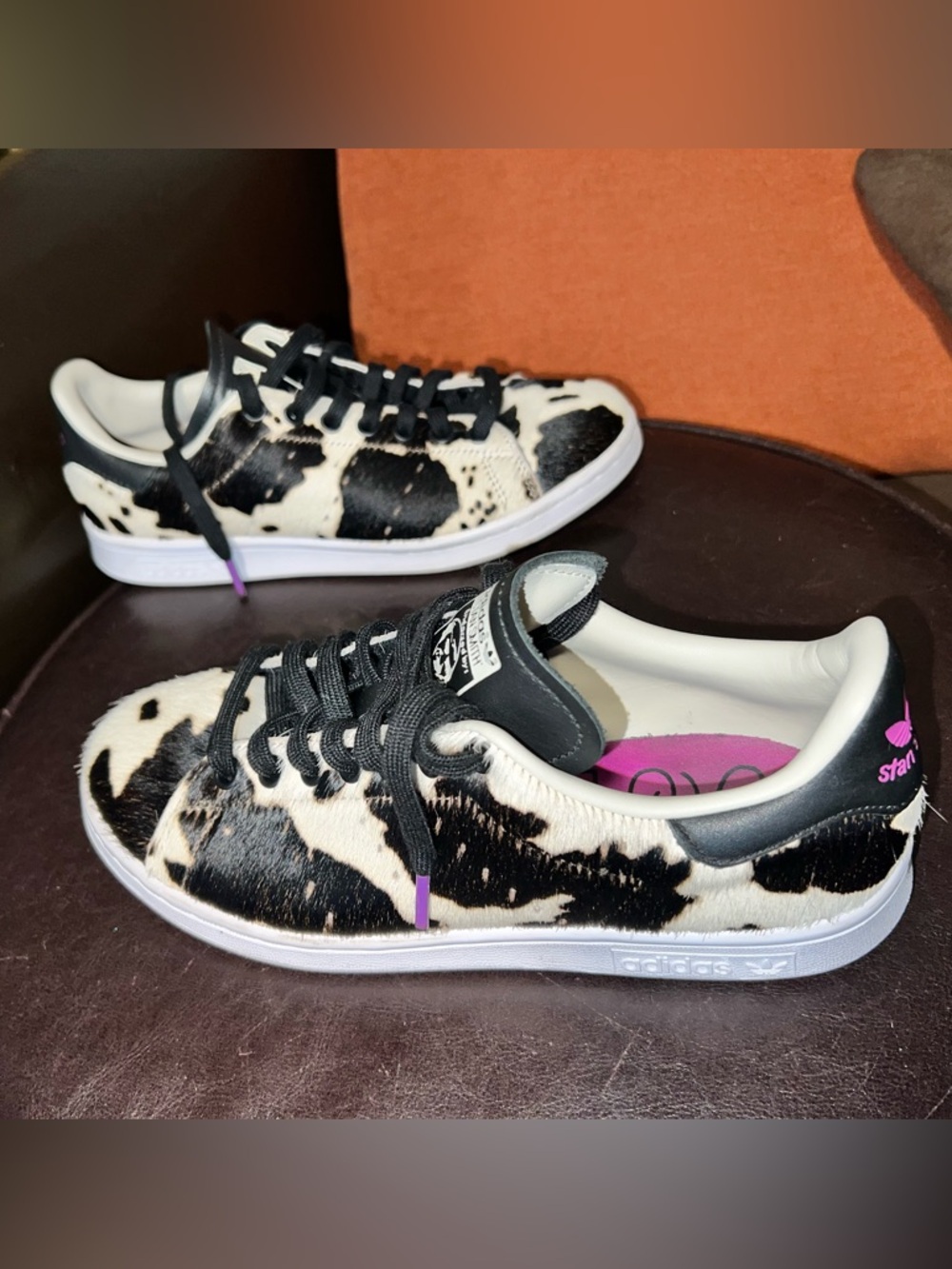 adidas Stan Smith "Fuzzy Cow Print” women’s 7
